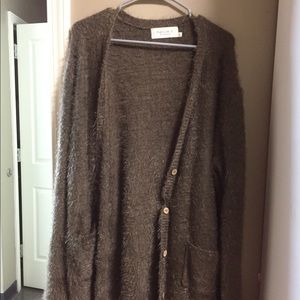 Fuzzy brown soft cardigan